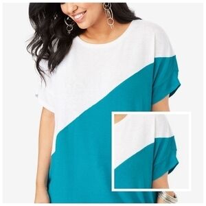 Roaman's Colorblock Tee With Dolman Sleeves